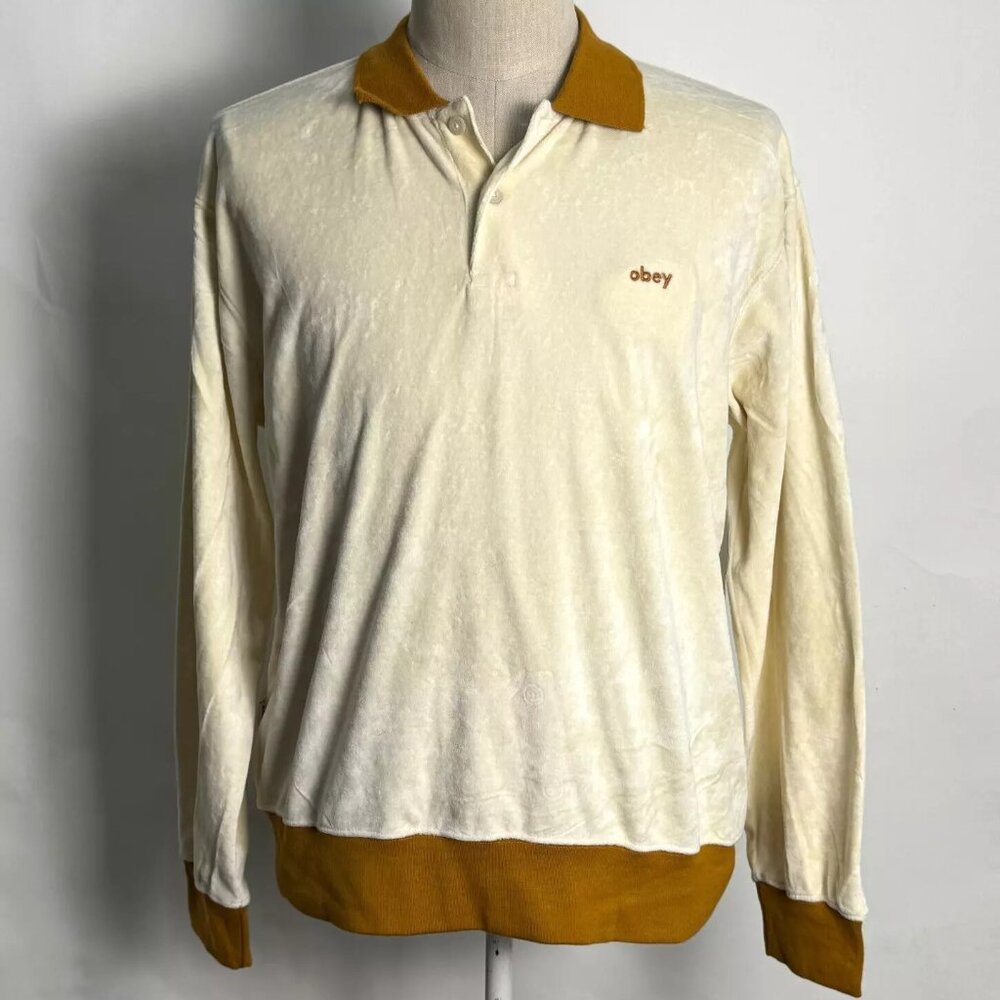 Obey LS Velour Polo "Neue" Unbleached